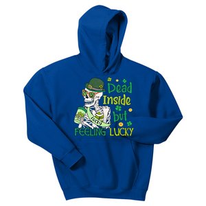 Dead Inside But Feeling Lucky Funny Skeleton St Patricks Day Gift Kids Hoodie