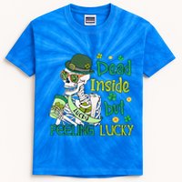 Dead Inside But Feeling Lucky Funny Skeleton St Patricks Day Gift Kids Tie-Dye T-Shirt