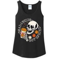 Dead Inside But Spiced Pumpkin Skull Drinking Fall Halloween Ladies Essential Tank