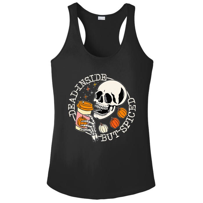 Dead Inside But Spiced Pumpkin Skull Drinking Fall Halloween Ladies PosiCharge Competitor Racerback Tank