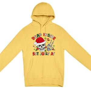 Dead Inside But Jolly Af Funny Skeleton Santa Hat Christmas Gift Premium Pullover Hoodie