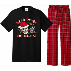 Dead Inside But Jolly Af Funny Skeleton Santa Hat Christmas Gift Pajama Set