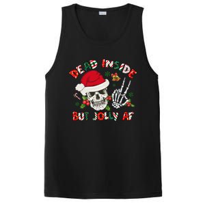 Dead Inside But Jolly Af Funny Skeleton Santa Hat Christmas Gift PosiCharge Competitor Tank