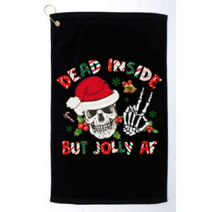 Dead Inside But Jolly Af Funny Skeleton Santa Hat Christmas Gift Platinum Collection Golf Towel