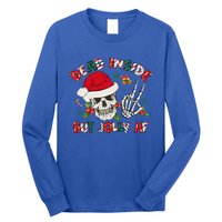 Dead Inside But Jolly Af Funny Skeleton Santa Hat Christmas Gift Long Sleeve Shirt