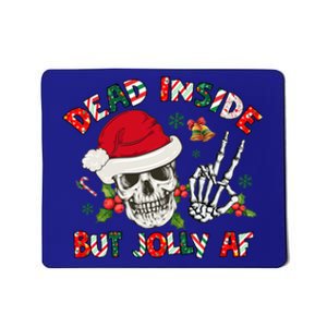 Dead Inside But Jolly Af Funny Skeleton Santa Hat Christmas Gift Mousepad