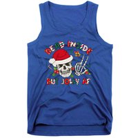 Dead Inside But Jolly Af Funny Skeleton Santa Hat Christmas Gift Tank Top