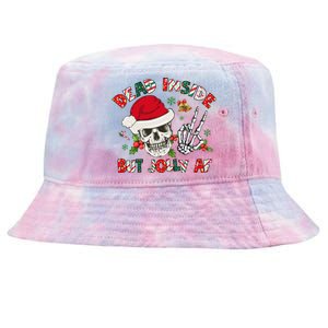 Dead Inside But Jolly Af Funny Skeleton Santa Hat Christmas Gift Tie-Dyed Bucket Hat