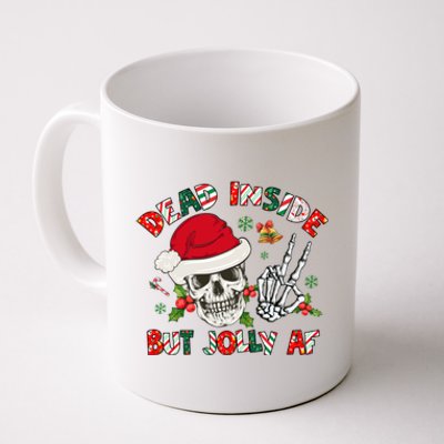 Dead Inside But Jolly Af Funny Skeleton Santa Hat Christmas Gift Coffee Mug