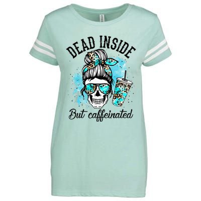 Dead Inside But Caffeinated Skeleton Skull Coffee Lover  Enza Ladies Jersey Football T-Shirt