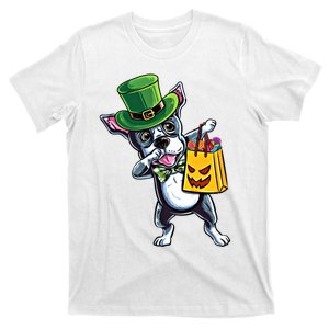 Dabbing Irish Boston Terrier Halloween Candy Funny Gift T-Shirt