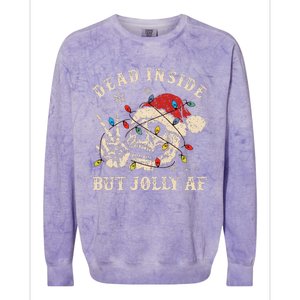 Dead Inside But Jolly Af Funny Skeleton Lights Christmas Gift Colorblast Crewneck Sweatshirt