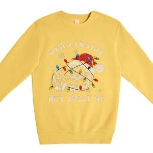 Dead Inside But Jolly Af Funny Skeleton Lights Christmas Gift Premium Crewneck Sweatshirt