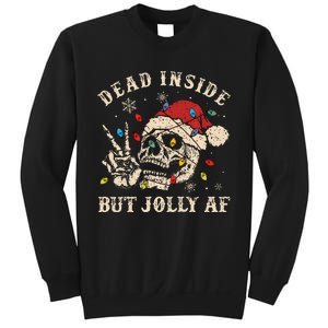 Dead Inside But Jolly Af Funny Skeleton Lights Christmas Gift Sweatshirt