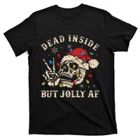 Dead Inside But Jolly Af Funny Skeleton Lights Christmas Gift T-Shirt