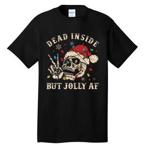 Dead Inside But Jolly Af Funny Skeleton Lights Christmas Gift Tall T-Shirt