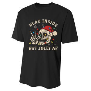 Dead Inside But Jolly Af Funny Skeleton Lights Christmas Gift Performance Sprint T-Shirt