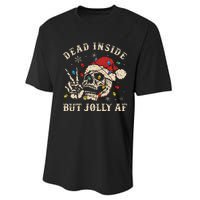 Dead Inside But Jolly Af Funny Skeleton Lights Christmas Gift Performance Sprint T-Shirt