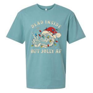 Dead Inside But Jolly Af Funny Skeleton Lights Christmas Gift Sueded Cloud Jersey T-Shirt