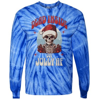 Dead Inside But Jolly Af Christmas Festive Holiday Cool Gift Tie-Dye Long Sleeve Shirt