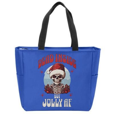 Dead Inside But Jolly Af Christmas Festive Holiday Cool Gift Zip Tote Bag