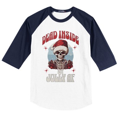 Dead Inside But Jolly Af Christmas Festive Holiday Cool Gift Baseball Sleeve Shirt