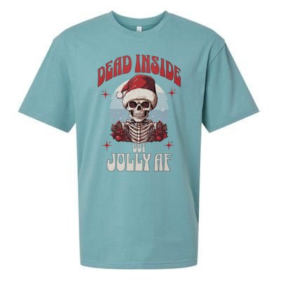 Dead Inside But Jolly Af Christmas Festive Holiday Cool Gift Sueded Cloud Jersey T-Shirt