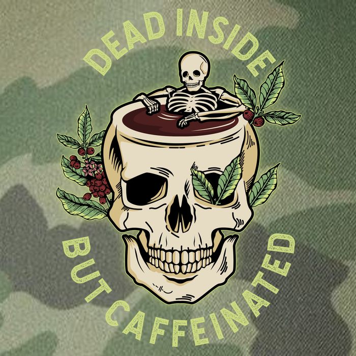 Dead Inside But Caffeinated Coffee Lover Skull Skeleton Legacy Tie Dye Trucker Hat