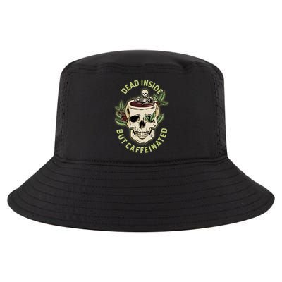 Dead Inside But Caffeinated Coffee Lover Skull Skeleton Cool Comfort Performance Bucket Hat