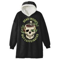 Dead Inside But Caffeinated Coffee Lover Skull Skeleton Hooded Wearable Blanket