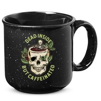 Dead Inside But Caffeinated Coffee Lover Skull Skeleton 15oz Campfire Ceramic Mug