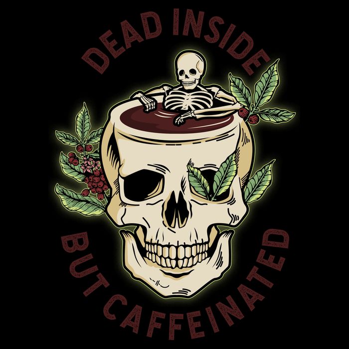 Dead Inside But Caffeinated Coffee Lover Skull Skeleton 16oz Travel Tumbler