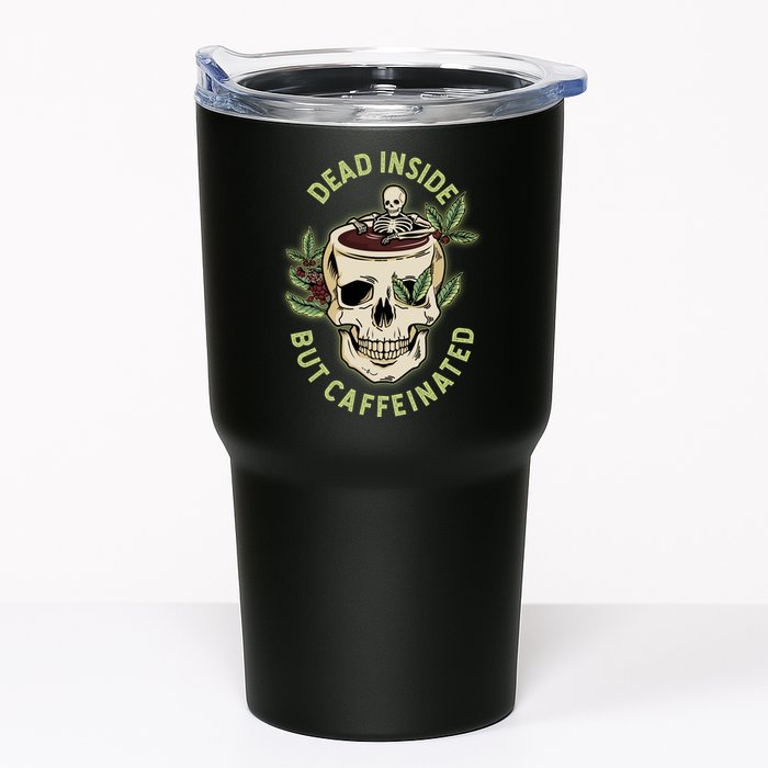 Dead Inside But Caffeinated Coffee Lover Skull Skeleton Tumbler