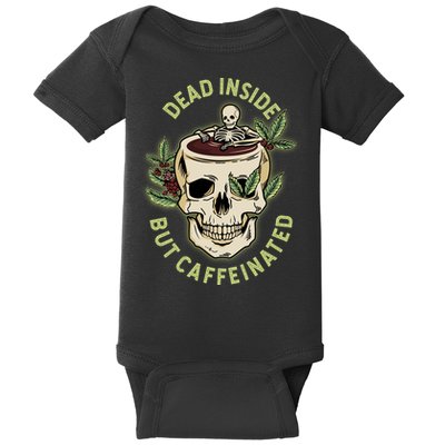 Dead Inside But Caffeinated Coffee Lover Skull Skeleton Baby Bodysuit