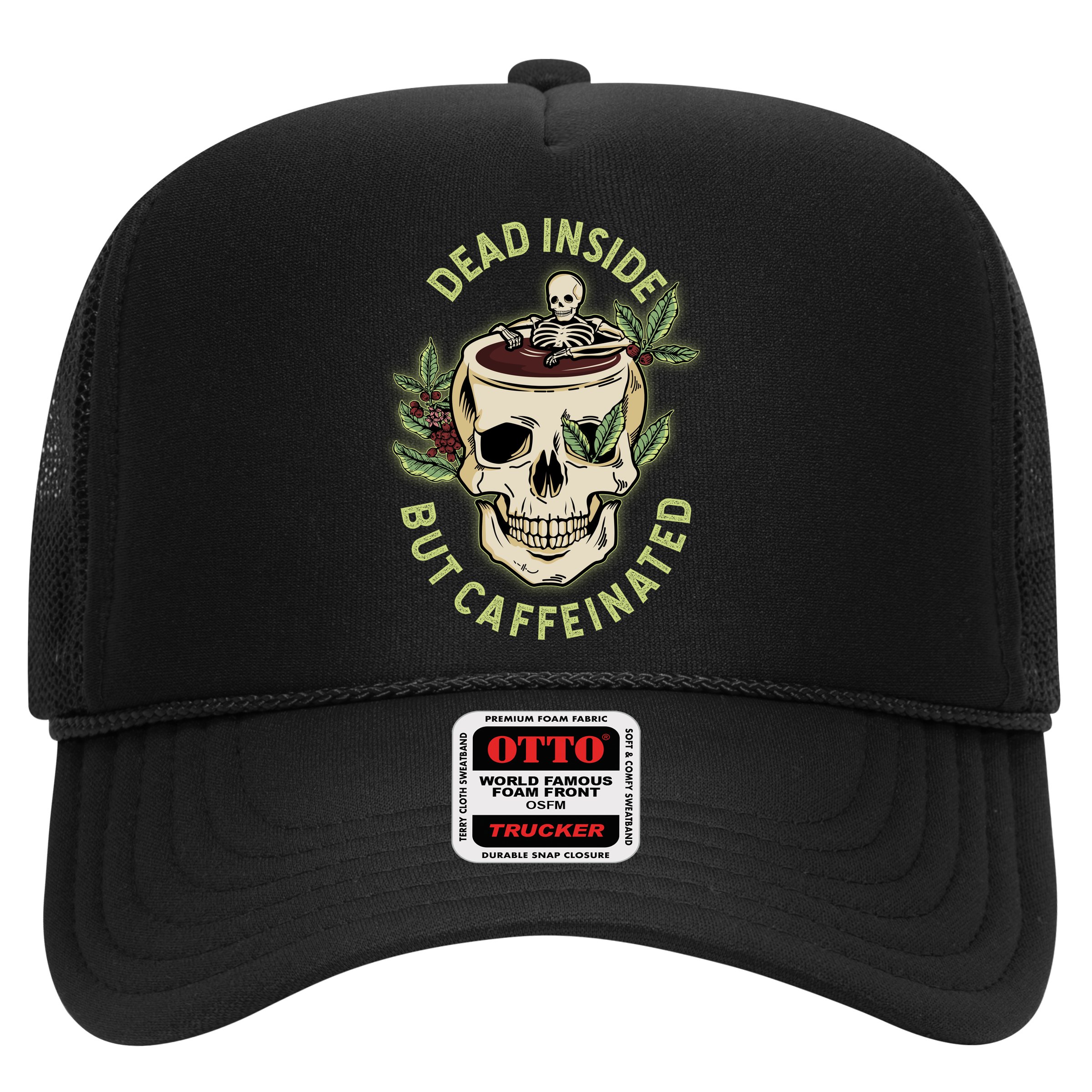 Dead Inside But Caffeinated Coffee Lover Skull Skeleton Hat