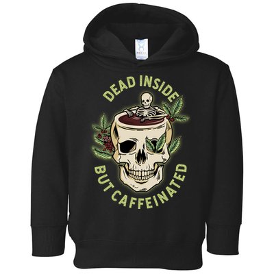 Dead Inside But Caffeinated Coffee Lover Skull Skeleton Toddler Hoodie