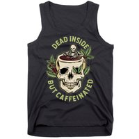 Dead Inside But Caffeinated Coffee Lover Skull Skeleton Tank Top