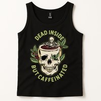 Dead Inside But Caffeinated Coffee Lover Skull Skeleton Tank Top