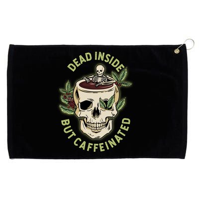Dead Inside But Caffeinated Coffee Lover Skull Skeleton Grommeted Golf Towel