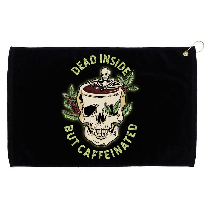 Dead Inside But Caffeinated Coffee Lover Skull Skeleton Grommeted Golf Towel