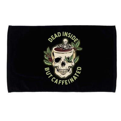 Dead Inside But Caffeinated Coffee Lover Skull Skeleton Microfiber Hand Towel