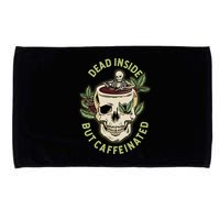 Dead Inside But Caffeinated Coffee Lover Skull Skeleton Microfiber Hand Towel