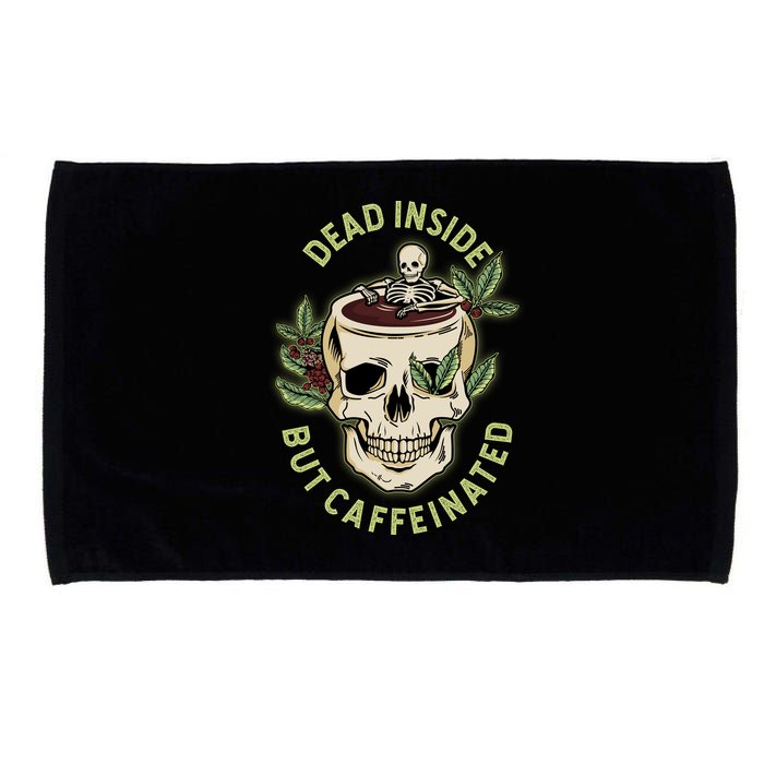 Dead Inside But Caffeinated Coffee Lover Skull Skeleton Microfiber Hand Towel