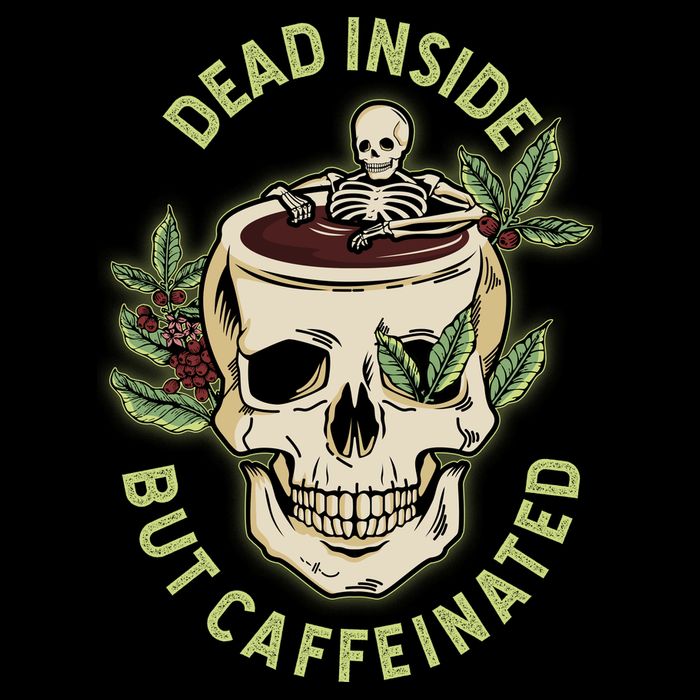 Dead Inside But Caffeinated Coffee Lover Skull Skeleton Wool Snapback Cap