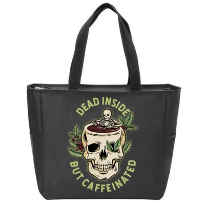 Dead Inside But Caffeinated Coffee Lover Skull Skeleton Zip Tote Bag