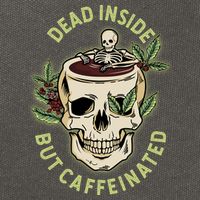 Dead Inside But Caffeinated Coffee Lover Skull Skeleton Cotton Canvas Backpack