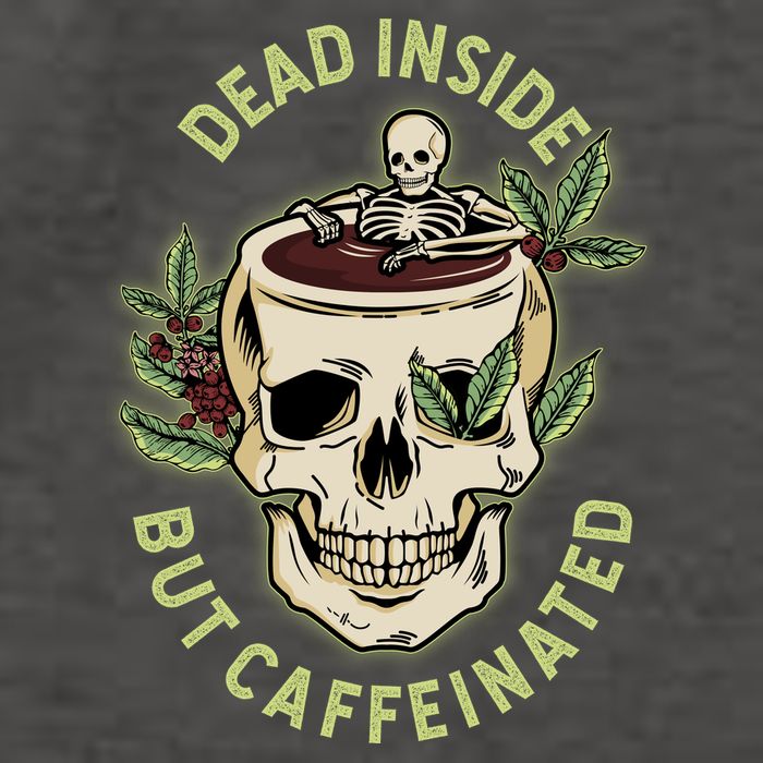 Dead Inside But Caffeinated Coffee Lover Skull Skeleton Vector Backpack