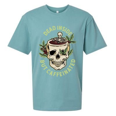 Dead Inside But Caffeinated Coffee Lover Skull Skeleton Sueded Cloud Jersey T-Shirt