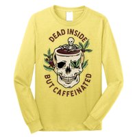 Dead Inside But Caffeinated Coffee Lover Skull Skeleton Long Sleeve Shirt