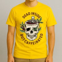 Dead Inside But Caffeinated Coffee Lover Skull Skeleton T-Shirt